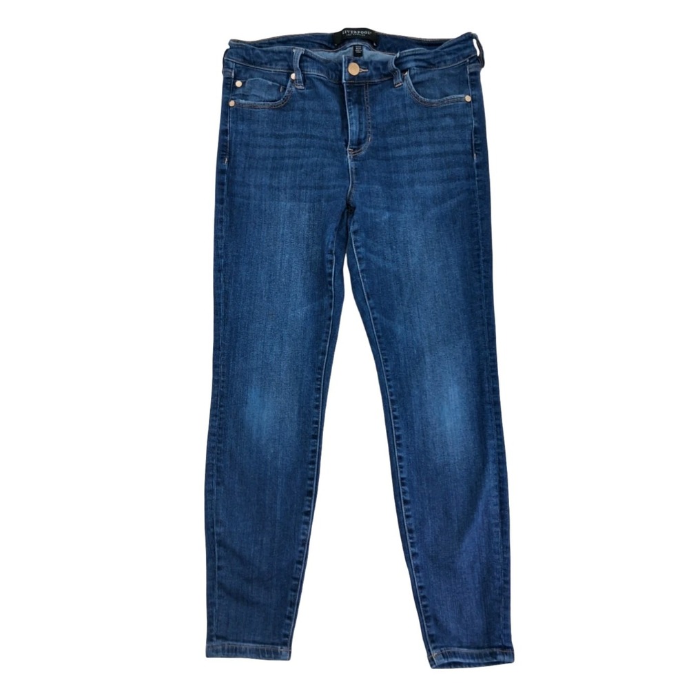 Liverpool Jeans Womens 8 Blue Medium Wash Mid Rise Skinny Slim Stretch Denim